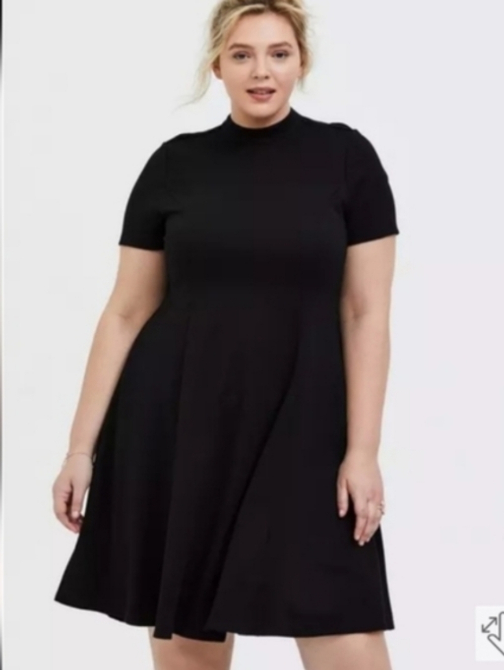 Torrid Black Ponte Mock Neck Fluted  Dress
